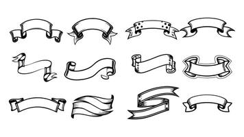 A vintage set of ribbon banners and scroll shapes offers blank design elements for retro decoration, set of decorative elements for design vector