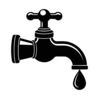 Shiny chrome faucet with a clear water drop isolated on white, faucet with water drop vector