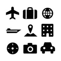 Collection of travel icons illustration with camera, globe, and car symbols for web design vector