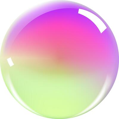 A bubble with a rainbow color on it