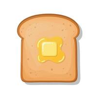 Sliced toast with melting butter pat in flat minimal style simple breakfast food illustration vector