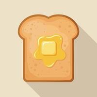 Slice of toasted bread with melting butter on top in flat minimal style illustration vector