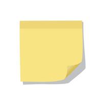 Yellow sticky note with folded corner in flat minimal design style isolated on white background illustration vector