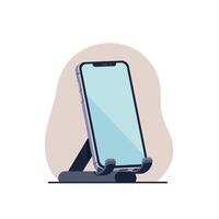 Modern smartphone with blank screen on minimalist phone stand flat design illustration vector