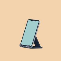 Modern smartphone with blank screen on angled stand in minimal flat design style digital device illustration vector