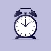 Classic retro alarm clock with twin bells and simple white face in minimal flat design style illustration vector