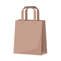Brown paper shopping bag with handles in minimal flat design style isolated on white background illustration vector