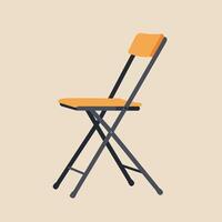 Foldable chair with orange seat and backrest in minimal flat design isolated on beige background illustration vector