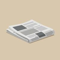 Folded newspaper with visible text blocks and images in simple minimal flat design style illustration vector