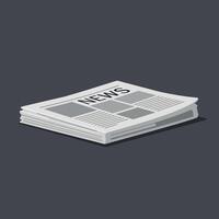 Stack of folded newspapers with news headline in minimal flat style on dark background illustration vector