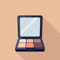 Compact eyeshadow palette with neutral and warm shades in flat design style digital makeup illustration vector