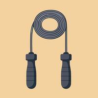 Black jump rope with ergonomic handles coiled neatly in flat minimal style fitness equipment illustration vector
