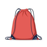 Red drawstring bag with black cords in flat minimal design isolated on white background illustration vector