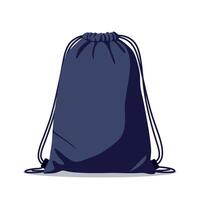 Dark blue drawstring backpack with simple minimal design isolated on white background illustration vector