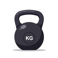 Black kettlebell with white kilogram label in simple flat style isolated on white background illustration vector