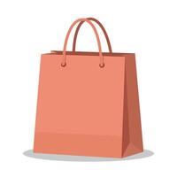 Brown paper shopping bag with handles standing upright in flat minimal design style illustration vector