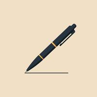 Black and gold ballpoint pen drawing a line in flat minimalist style on beige background illustration vector