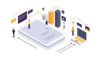 Business isometric flowchart with management vector