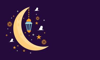 A crescent with a lantern and stars on it vector