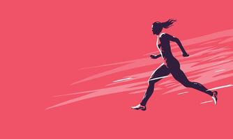 A woman running on a pink background vector