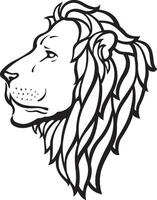 Lion Head, Line Art Calligraphy Style vector