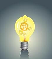 Idea Bulb Concept, Working Cogs Concept vector