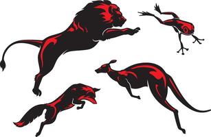 Leaping Animal Set, Different Variations vector
