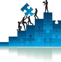 Teamwork Graph, Businessmen Completing Jigsaw Graph vector