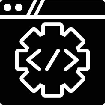 web ingeniería, web desarrollo, sitio web glifo sólido icono vector