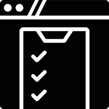 pruebas, web pruebas, sitio web pruebas glifo sólido icono vector