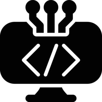 computadora programa, programación, software glifo sólido icono vector
