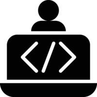 Programmer, Coder, Computer Glyph Solid Icon vector