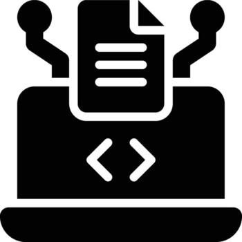 datos ciencia, artificial inteligencia glifo sólido icono vector