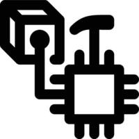 CPU, Processor, Blockchain Mining Outline Icon vector