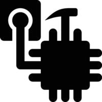CPU, Processor, Blockchain Mining Glyph Solid Icon vector