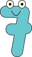Googly Eye Font Number 7 vector