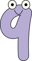 Googly Eye Font Number 9 vector