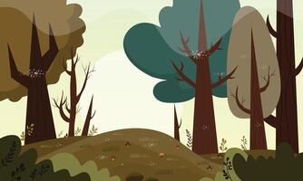 Cartoon illustration of a forest with trees and grass vector