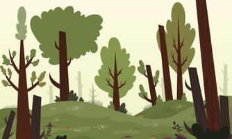 Forest landscape with trees and grass vector