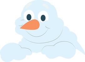 A cartoon snowman with a big nose and orange nose vector
