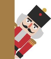 A nutcracker soldier peeking out from behind a wall vector