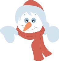 A cartoon snowman with a red hat and scarf vector