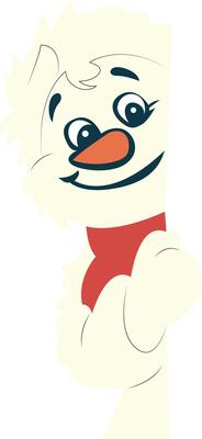 Snowman with red scarf and red nose