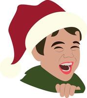 A cartoon boy wearing a santa hat and smiling vector