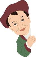 A cartoon boy with a red hat and green jacket vector