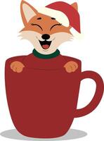 Fox in a cup vector