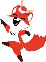 A cartoon fox wearing a santa hat and pointing vector