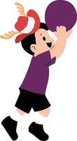 A boy in a hat holding a ball vector