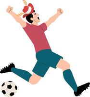 Christmas Soccer Player Celebrates Goal Victory vector