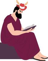 A man in a roman costume is reading a book vector